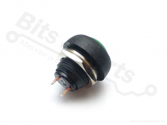 Drukcontact rond bol 12mm groen 250V/1A